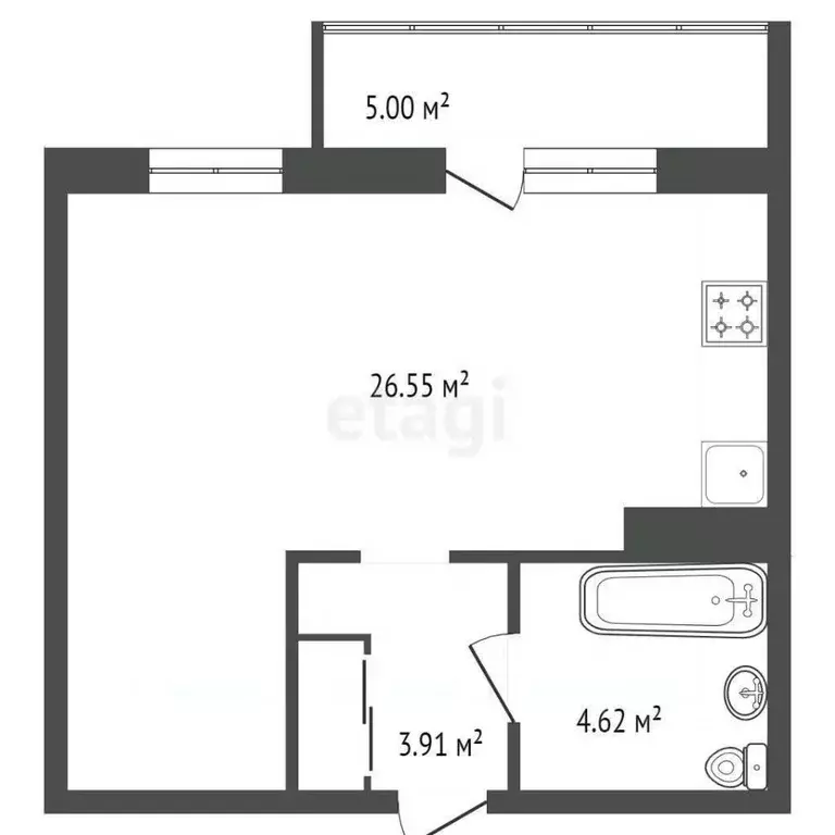 1-к кв. Красноярский край, Красноярск Соколовская ул., 20В (36.5 м) - Фото 2