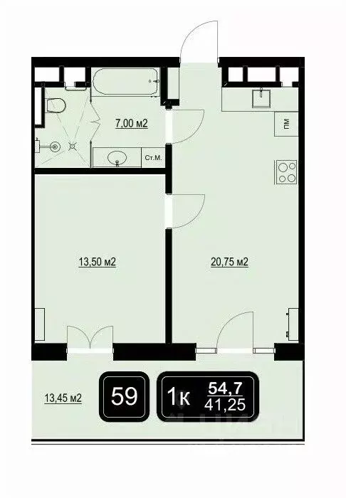 1-к кв. Краснодарский край, Анапа Пионерский просп. (54.7 м) - Фото 1