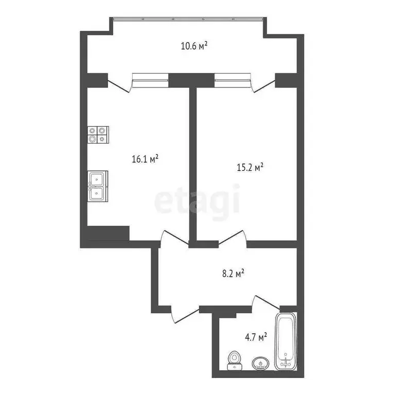 1-комнатная квартира: Ялта, улица Щорса, 10В (44.2 м) - Фото 0