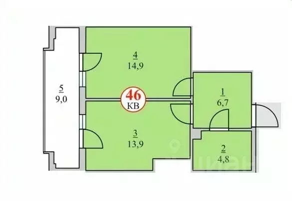 2-к кв. Крым, Ялта ул. Щорса, 10В (49.3 м) - Фото 2