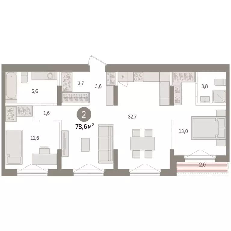 2-комнатная квартира: Новосибирск, улица Аэропорт, 90 (78.63 м) - Фото 1