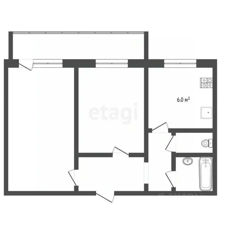 2-к кв. Тюменская область, Тюмень ул. Котовского, 55А (45.2 м) - Фото 2
