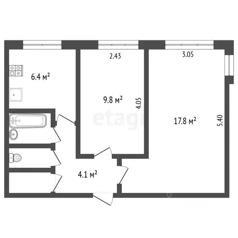 2-к кв. Архангельская область, Новодвинск ул. Мира, 9 (42.7 м) - Фото 1