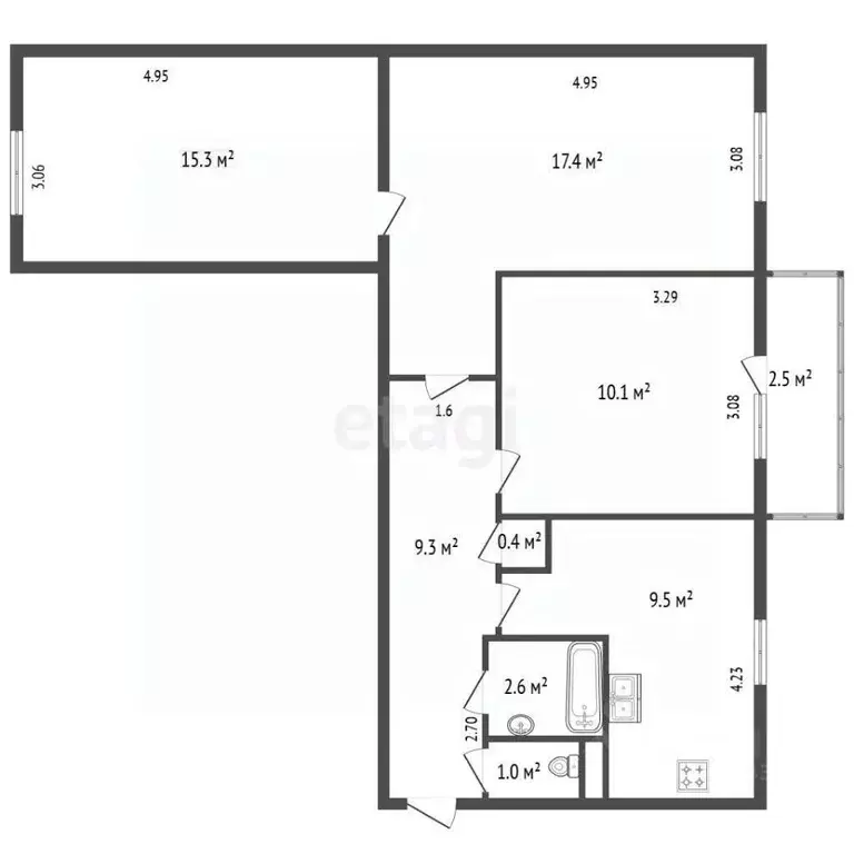 Комната Санкт-Петербург Дунайский просп., 43К1 (32.7 м) - Фото 2
