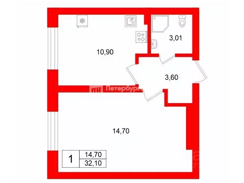 1-к кв. Ленинградская область, Гатчинский муниципальный округ, д. ... - Фото 2