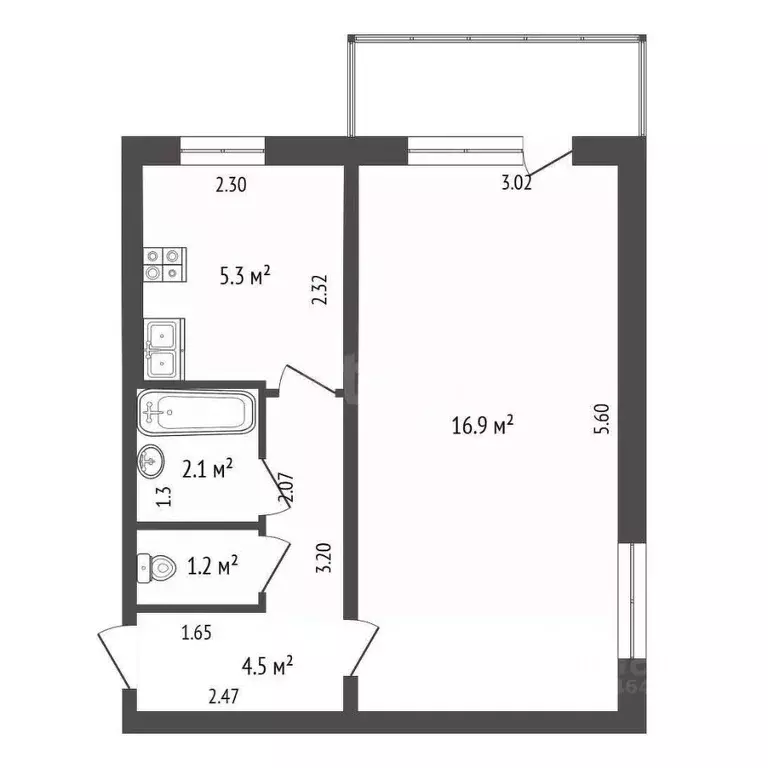 1-к кв. Кемеровская область, Юрга ул. Никитина, 73 (30.0 м) - Фото 2