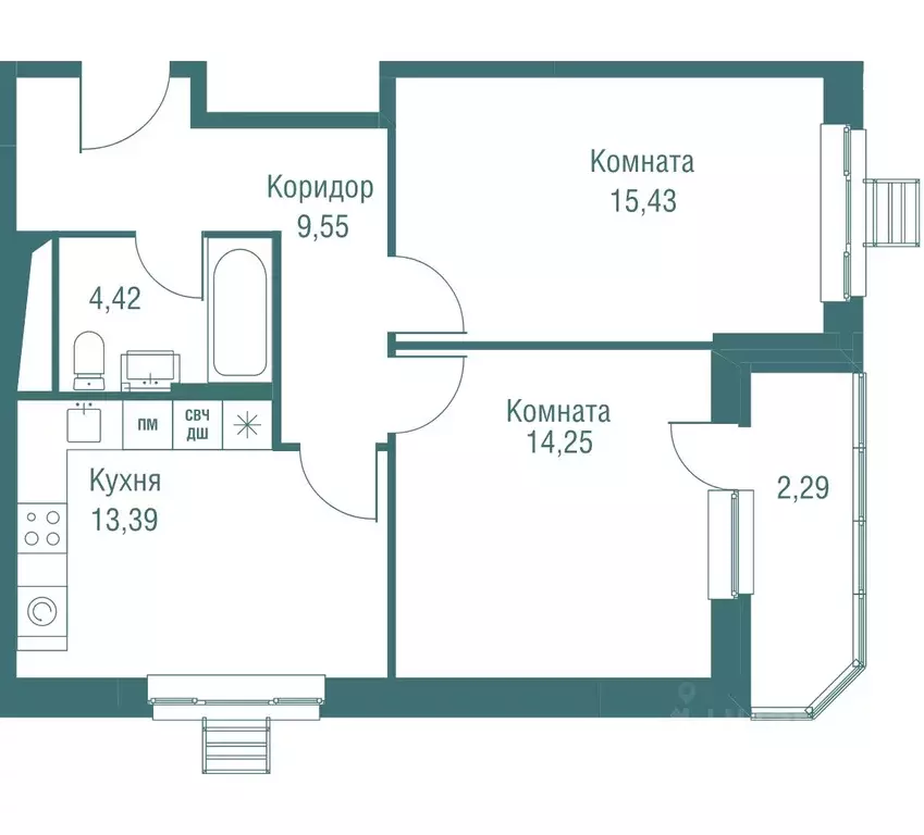 2-к кв. Московская область, Одинцово Одинбург жилой комплекс (59.33 м) - Фото 0