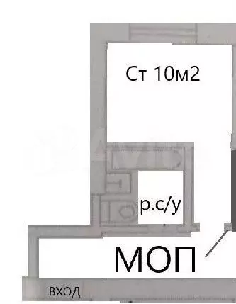 Доля в квартира-студии, 10,2 м, 1/5 эт. - Фото 0