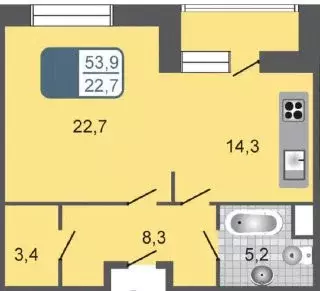 Продаётся 2-к квартира, 54 м - Фото 1