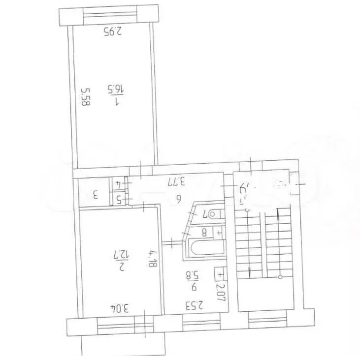 2-к. квартира, 46,1 м, 3/5 эт. - Фото 0