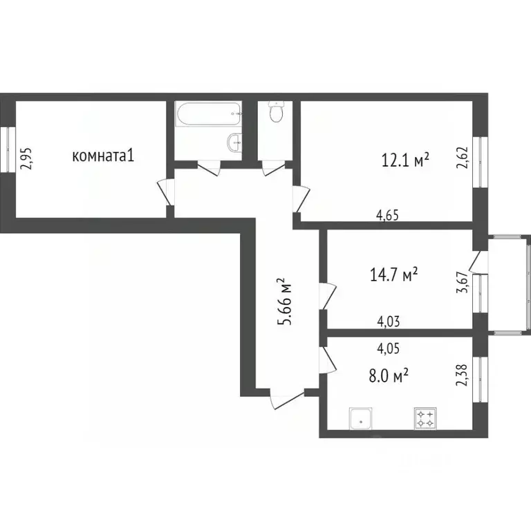 3-к кв. Бурятия, Улан-Удэ Норильская ул., 4 (63.9 м) - Фото 2