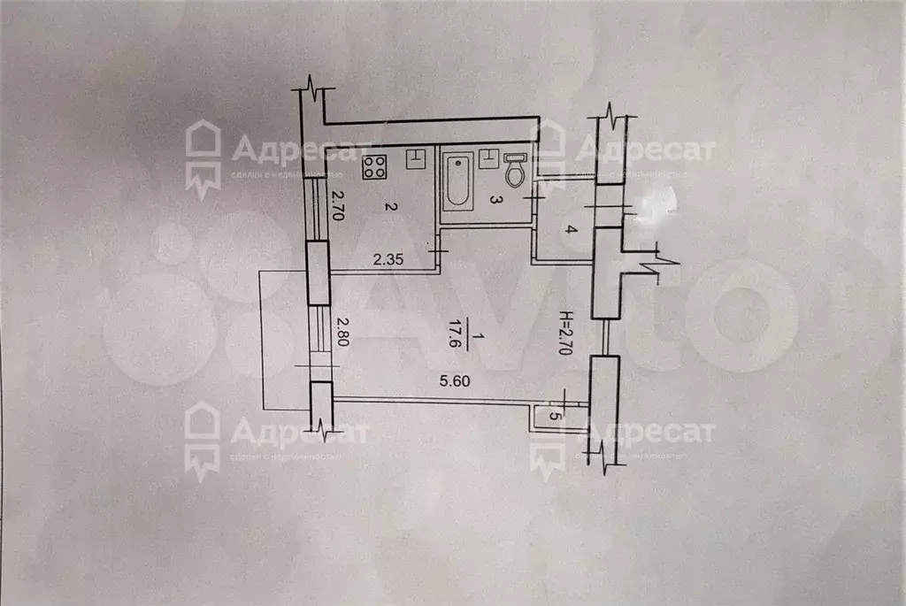 1-к. квартира, 29,9 м, 3/5 эт. - Фото 0