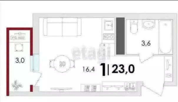 Квартира-студия: Тверская область, Калининский муниципальный округ, ... - Фото 1