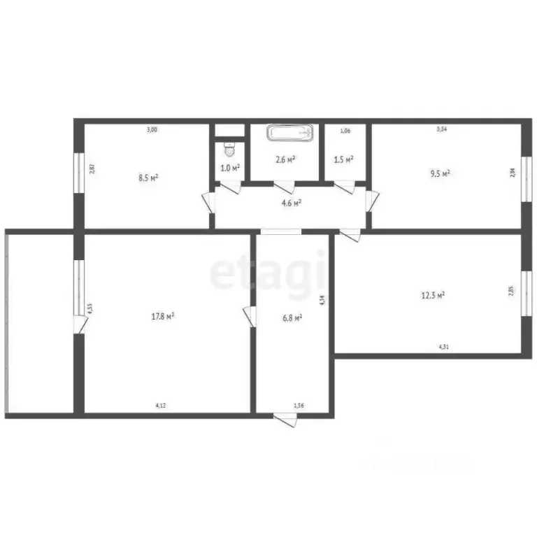 3-к кв. Кемеровская область, Прокопьевск просп. Строителей, 81 (66.5 ... - Фото 1