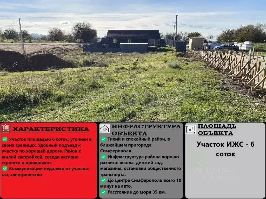 Участок в Крым, Симферопольский район, с. Мирное  (6.0 сот.) - Фото 1