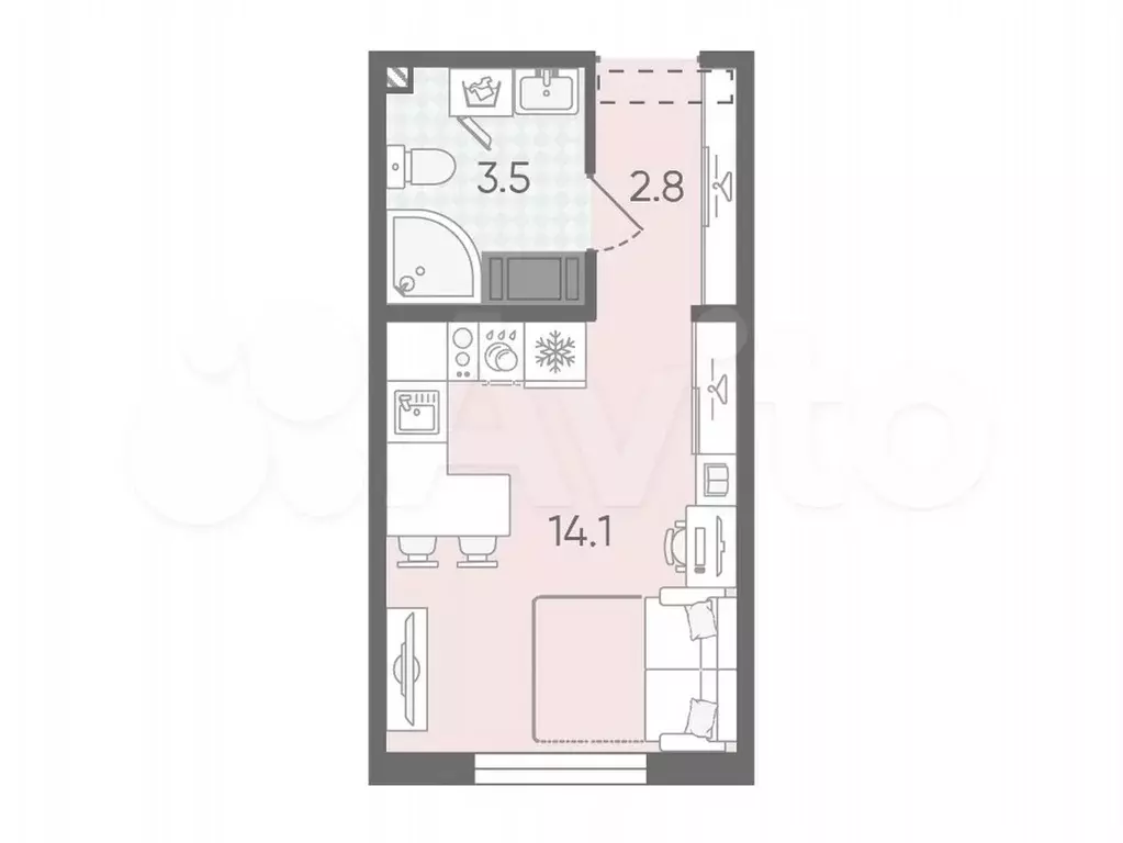 Квартира-студия, 20,4 м, 21/25 эт. - Фото 0