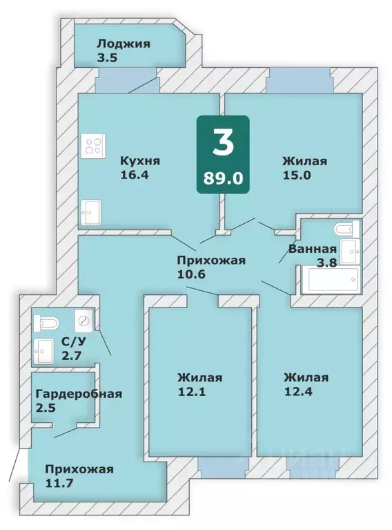 3-к кв. Чувашия, Чебоксары Новый Город мкр, Время жить жилой комплекс ... - Фото 1