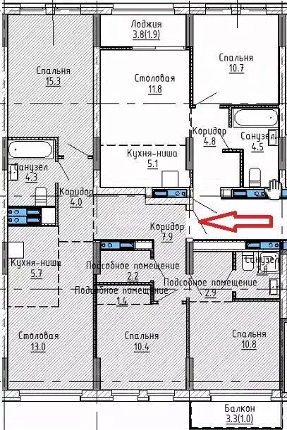 3-к кв. Свердловская область, Екатеринбург ул. Пехотинцев, 2Д (81.4 м) - Фото 2