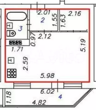 Квартира-студия, 29,6 м, 2/10 эт. - Фото 0