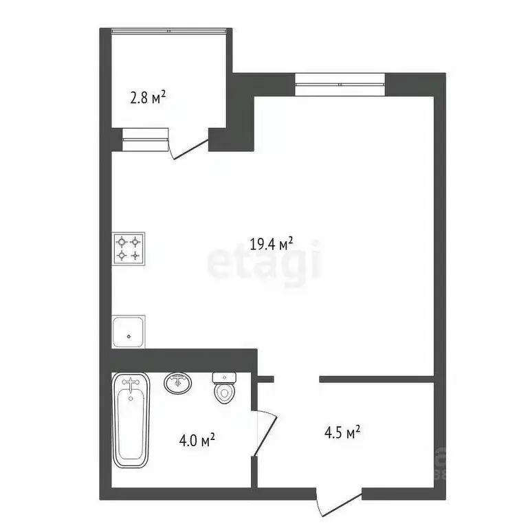 Студия Красноярский край, Красноярск ул. Апрельская, 5К (29.0 м) - Фото 1