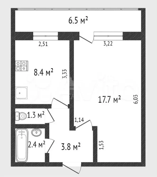 1-к. квартира, 34 м, 4/9 эт. - Фото 0