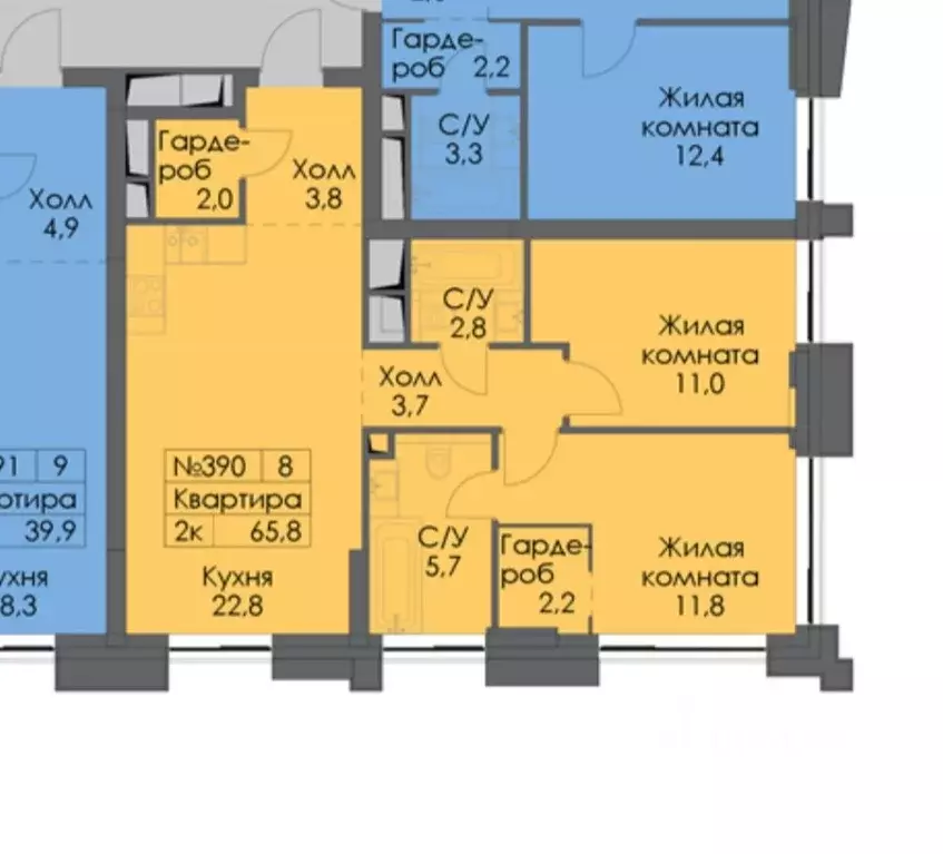 2-к кв. Москва Часовая ул., 32 (65.8 м) - Фото 2