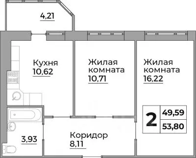 2-к кв. Калужская область, Калуга ул. Первых Коммунаров, 18 (49.59 м) - Фото 0