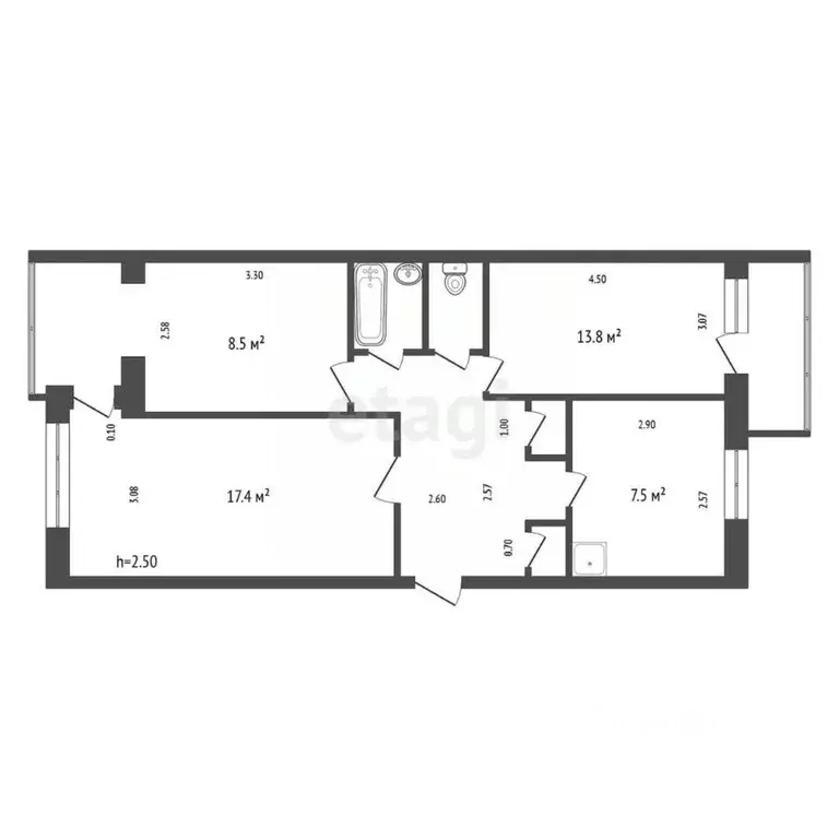 3-к кв. Красноярский край, Красноярск ул. Академика Павлова, 81 (60.6 ... - Фото 2