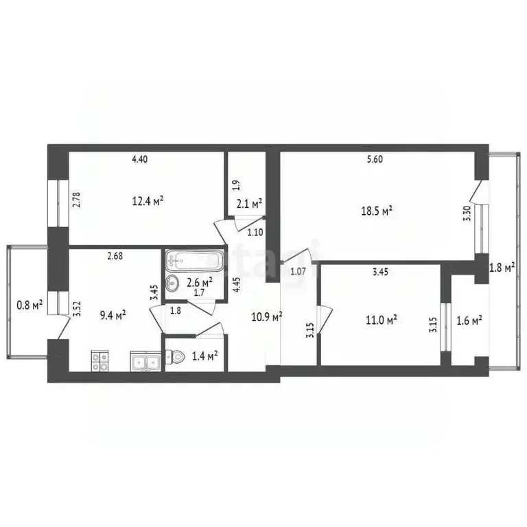 3-к кв. Крым, Феодосия ул. Крымская, 82Г (72.5 м) - Фото 2