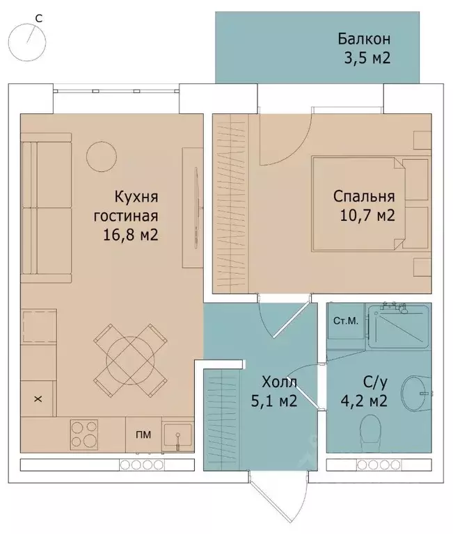 1-к кв. Санкт-Петербург наб. Обводного Канала, 106 (37.0 м) - Фото 1