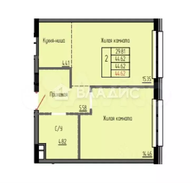 2-к. квартира, 45 м, 17/19 эт. - Фото 0