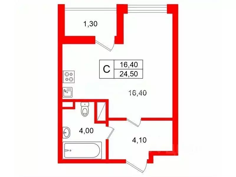Квартира, студия, 24.5 м - Фото 1