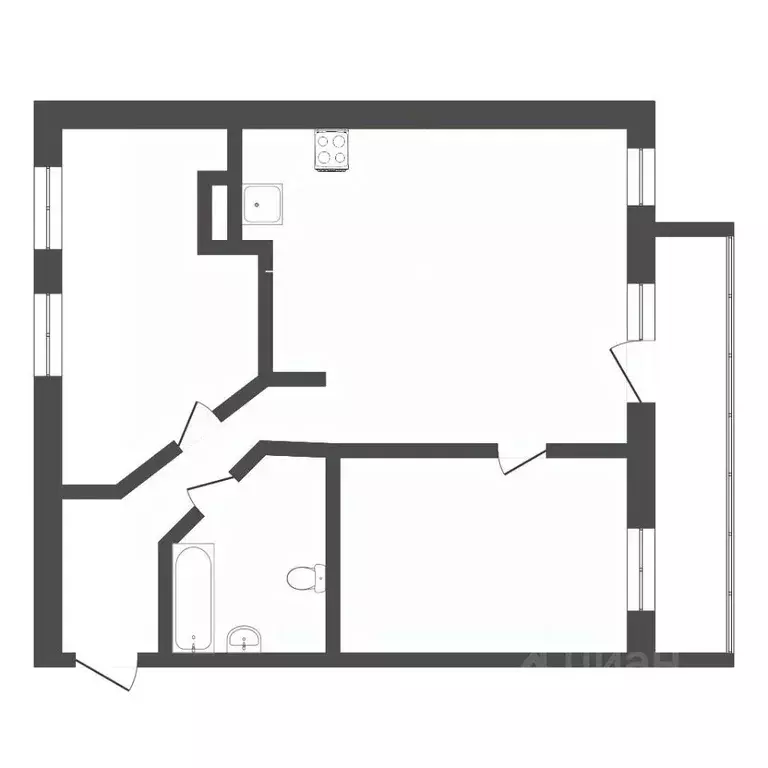 2-к кв. Тюменская область, Тюмень ул. Мамина-Сибиряка, 20 (44.0 м) - Фото 0