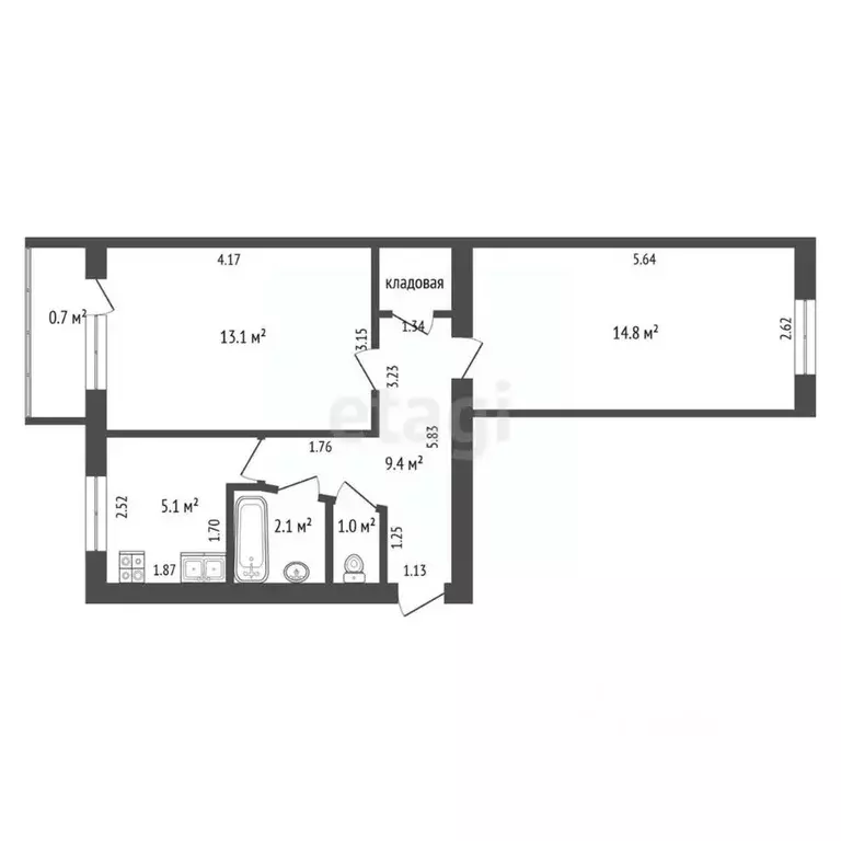 2-к кв. Забайкальский край, Чита Новобульварная ул., 115 (45.5 м) - Фото 1