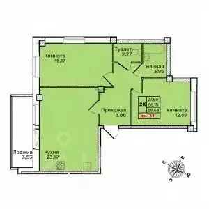 2-к кв. Псковская область, Псков Техническая ул., 2 (69.68 м) - Фото 1