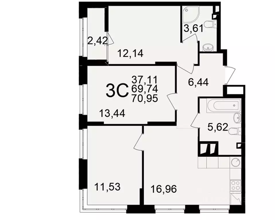 3-к кв. Рязанская область, Рязань ул. Чкалова (69.74 м) - Фото 1