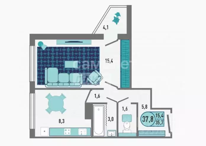 1-к кв. Липецкая область, Липецк Минская ул., 4Ак1 (37.9 м) - Фото 1