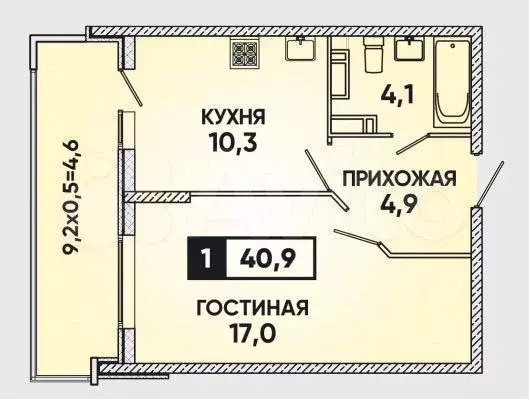 1-к. квартира, 39 м, 14/22 эт. - Фото 0