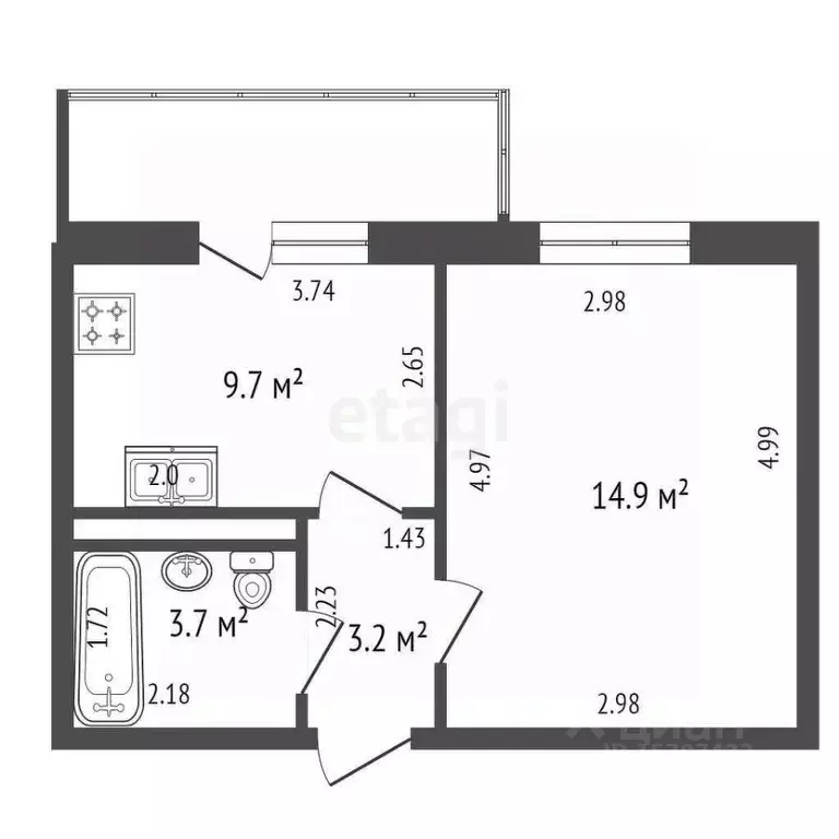 1-к кв. Санкт-Петербург ул. Плесецкая, 16 (31.5 м) - Фото 1