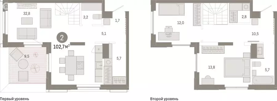 2-комнатная квартира: Тюмень, Мысовская улица, 26к2 (102.68 м) - Фото 1