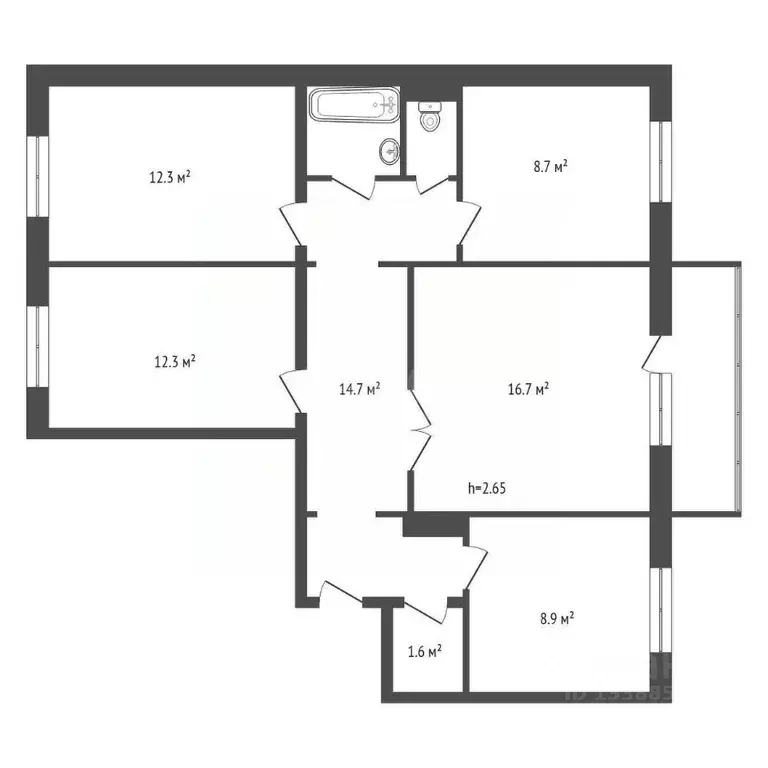 4-к кв. Красноярский край, Красноярск Свердловская ул., 21а (78.8 м) - Фото 2
