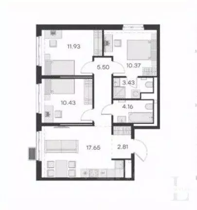 3-к кв. Санкт-Петербург ул. Шкапина, 15 (69.7 м) - Фото 1