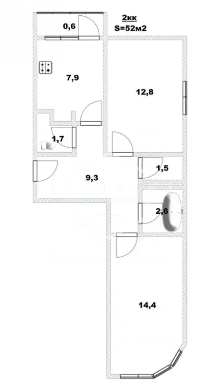 2-к кв. Калининградская область, Калининград ул. Фрунзе, 91 (52.0 м) - Фото 1