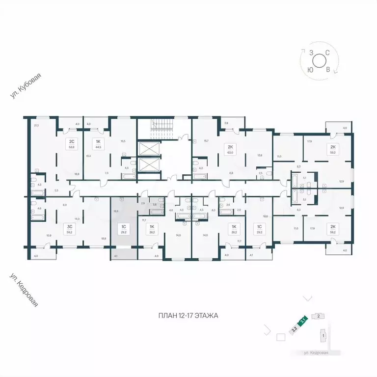 Квартира-студия, 29,2 м, 14/17 эт. - Фото 1