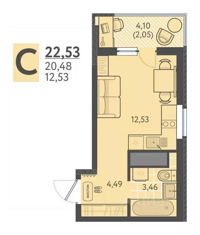 Студия Краснодарский край, Краснодар ул. Имени Виктора Анфиногенова, ... - Фото 1