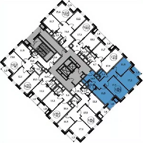 3-к кв. Москва Краснобогатырская ул., 40 (84.5 м) - Фото 1