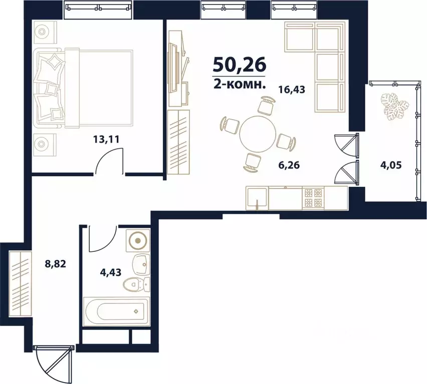 2-к кв. Ульяновская область, Ульяновск Новый Город мкр, 17-й кв-л, ... - Фото 1