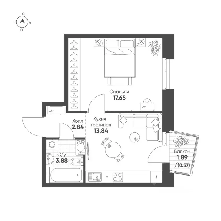 1-к кв. Татарстан, Казань Счастье в Казани жилой комплекс (38.8 м) - Фото 1