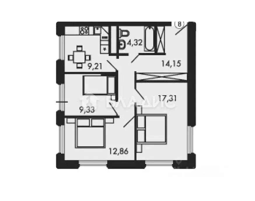 3-к кв. Москва Внуковское поселение, ул. Анны Ахматовой, 11к3 (67.0 м) - Фото 1
