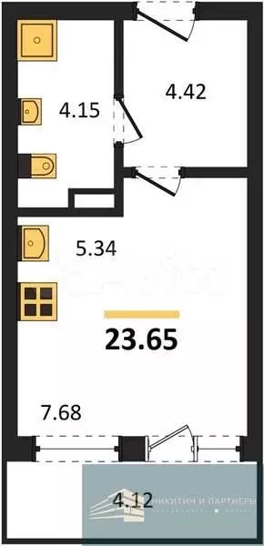 Квартира-студия, 23,6 м, 12/16 эт. - Фото 0